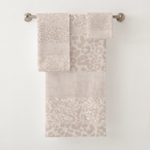 Leopard Glitter Stripes Glam 8 Bath Towel Set