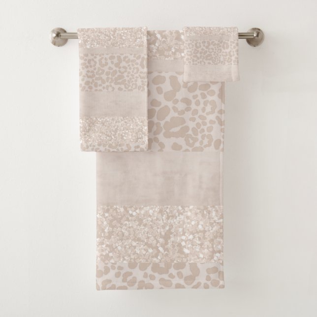 Leopard Glitter Stripes Glam 8 Bath Towel Set (Insitu)