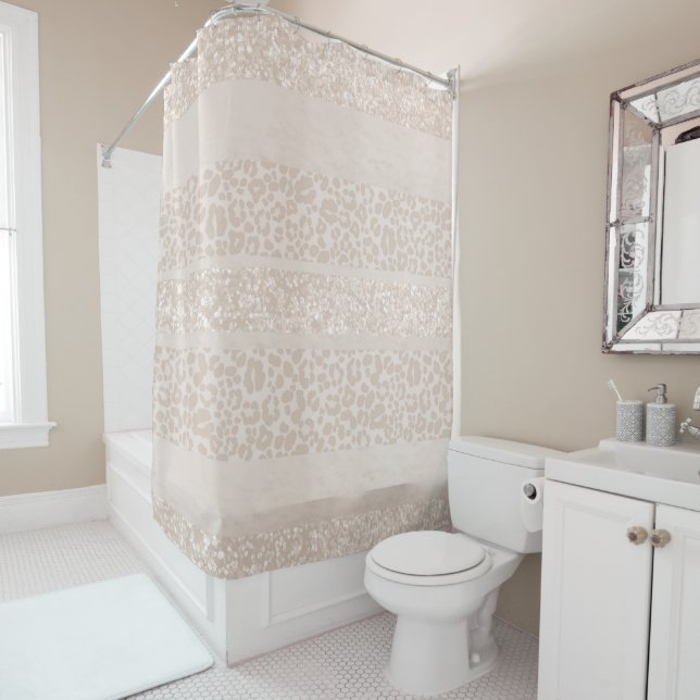 Leopard Glitter Stripes Glam 8 Shower Curtain (In Situ)