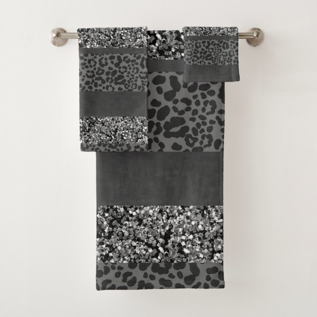 Leopard Glitter Stripes Glam 9 Bath Towel Set (Insitu)