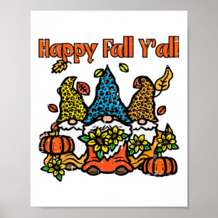 Leopard Gnomes Happy Fall Yall Thanksgiving Men Wo Poster