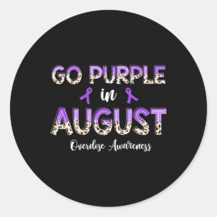 Leopard Go Purple in August Overdose Awareness  Classic Round Sticker