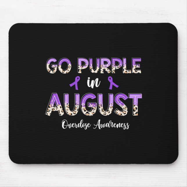 Leopard Go Purple in August Overdose Awareness  Mouse Mat (Front)