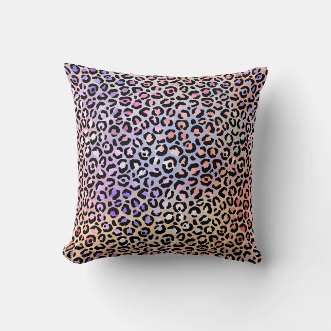 *~*  Leopard  Gold Animal Print Black Spots Cushion (Front)