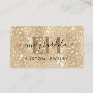 Leopard Gold Glitter Business Card