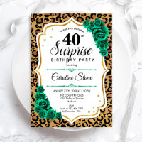Leopard Gold White Green Surprise 40th Birthday