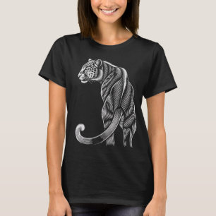 "Leopard Grace – Artistic Line Art T-Shirt