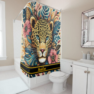 Leopard Grace: Vibrant Branch Serenity Shower Curtain