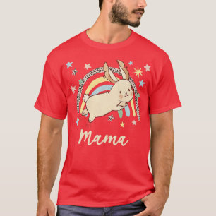 Leopard Graphic Rainbow Bunny Mama T-Shirt
