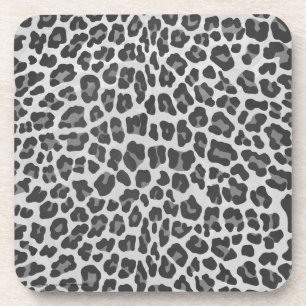 Leopard Gray and Light Gray Print Coaster