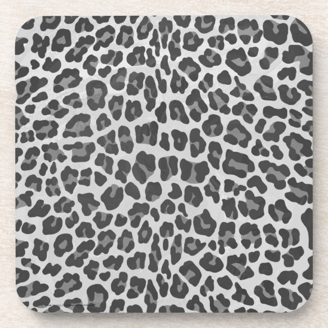 Leopard Gray and Light Gray Print Coaster (Front)