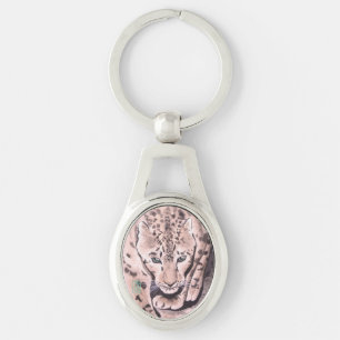 Leopard “Green Eyes” Metal Oval Keychain