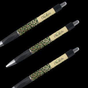 Leopard green gold monogram signature name