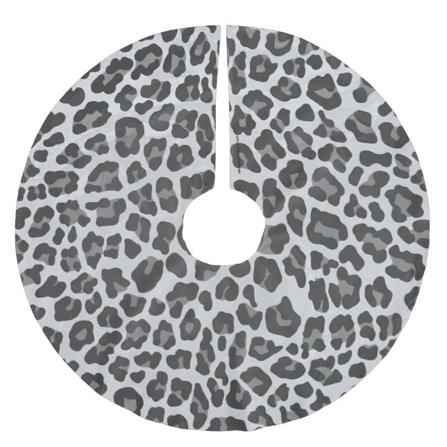 Leopard Grey and Light Grey Print Brushed Polyester Tree Skirt (Front)