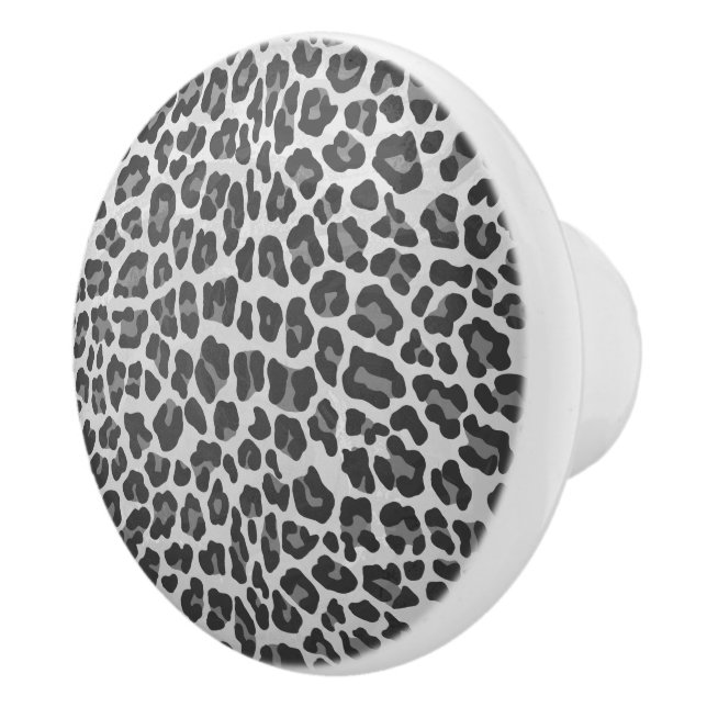 Leopard Grey and Light Grey Print Ceramic Knob (Right)