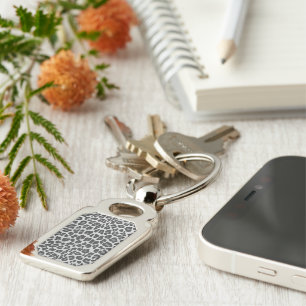 Leopard Grey and Light Grey Print Key Ring
