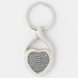 Leopard Grey and Light Grey Print Key Ring
