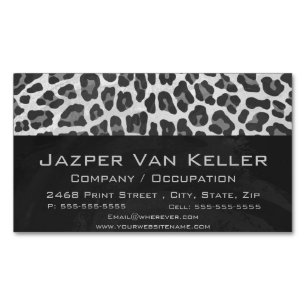 Leopard Grey and Light Grey Print Magnetic Business Card