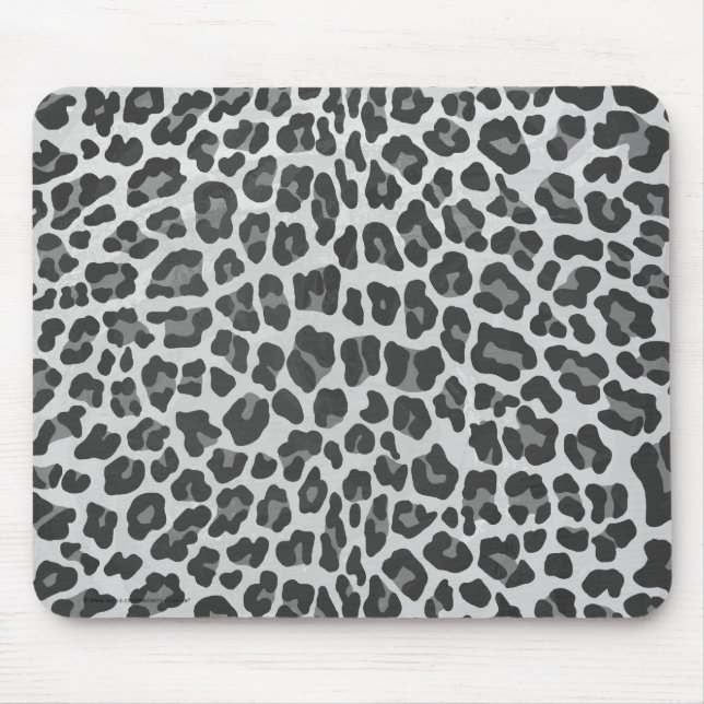 Leopard Grey and Light Grey Print Mouse Mat (Front)