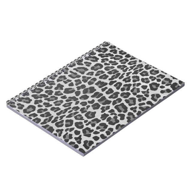 Leopard Grey and Light Grey Print Notebook (Left Side)