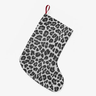 Leopard Grey and Light Grey Print Small Christmas Stocking