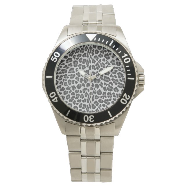 Leopard Grey and Light Grey Print Watch (Front)