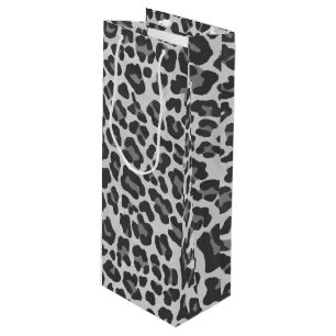 Leopard Grey and Light Grey Print Wine Gift Bag