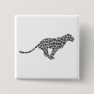 Leopard Grey and Light Grey Silhouette 15 Cm Square Badge