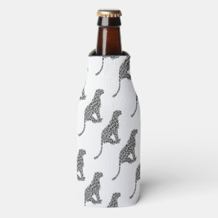 Leopard Grey and Light Grey Silhouette Bottle Cooler