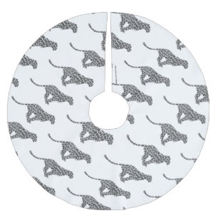 Leopard Grey and Light Grey Silhouette Brushed Polyester Tree Skirt