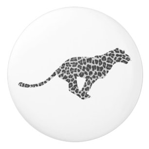 Leopard Grey and Light Grey Silhouette Ceramic Knob
