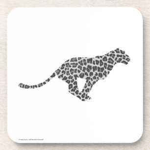 Leopard Grey and Light Grey Silhouette Coaster