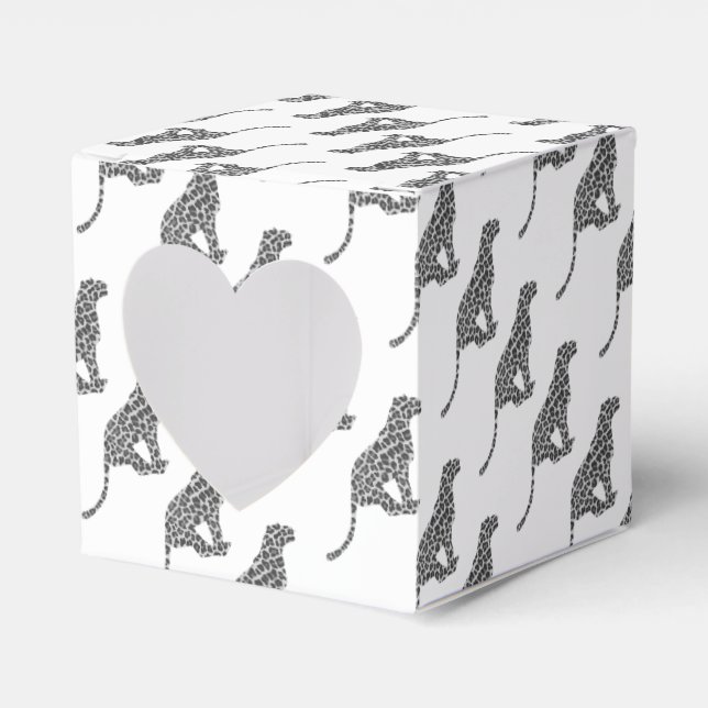 Leopard Grey and Light Grey Silhouette Favour Box (Front Side)