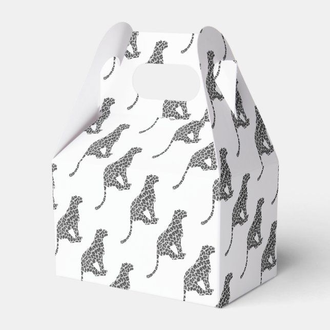 Leopard Grey and Light Grey Silhouette Favour Box (Front Side)