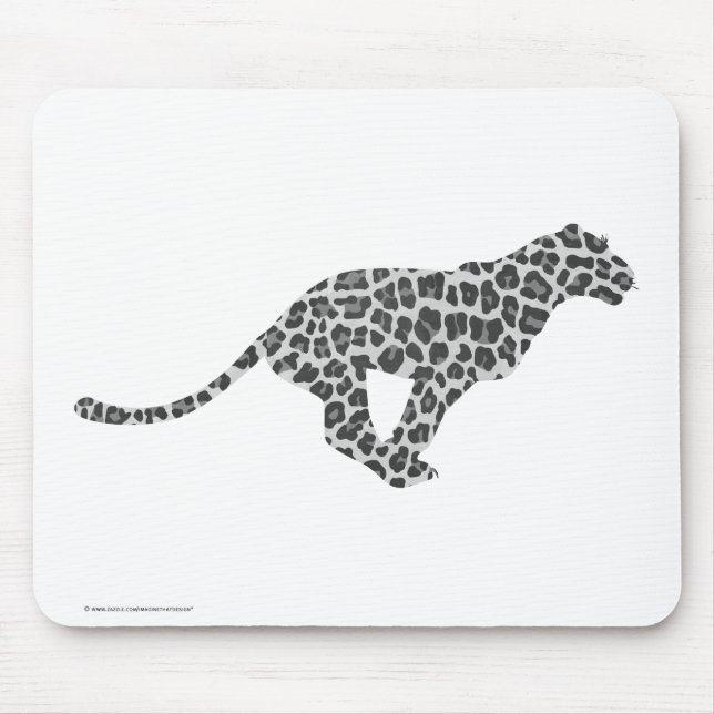Leopard Grey and Light Grey Silhouette Mouse Mat (Front)
