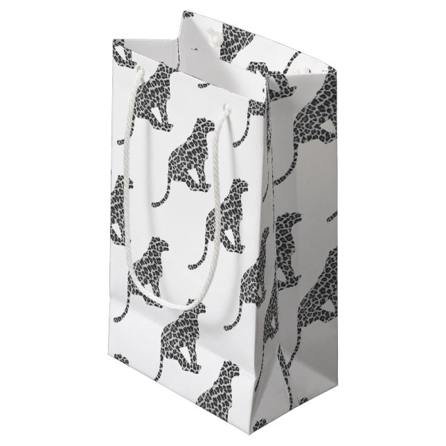 Leopard Grey and Light Grey Silhouette Small Gift Bag (Front Angled)