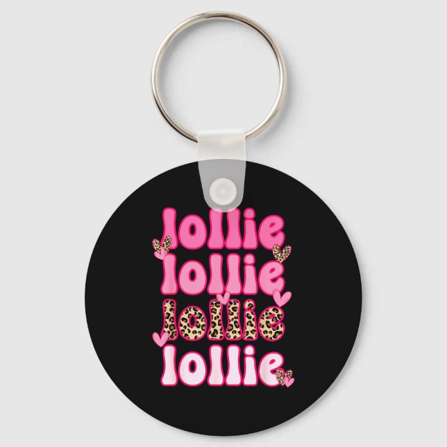 Leopard Groovy Lollie Valentine's Day Women Valent Key Ring (Front)