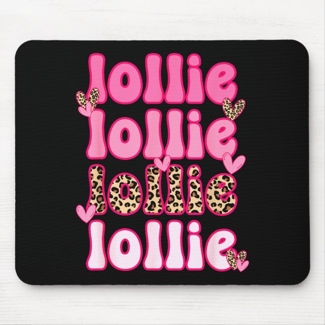 Leopard Groovy Lollie Valentine's Day Women Valent Mouse Mat (Front)