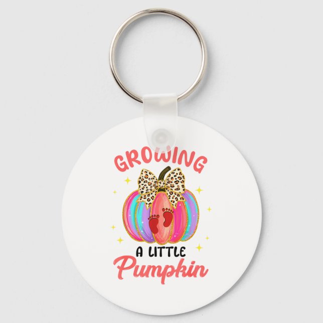 Leopard Growing Little A Pumpkin Fall Vibes Thanks Key Ring (Front)