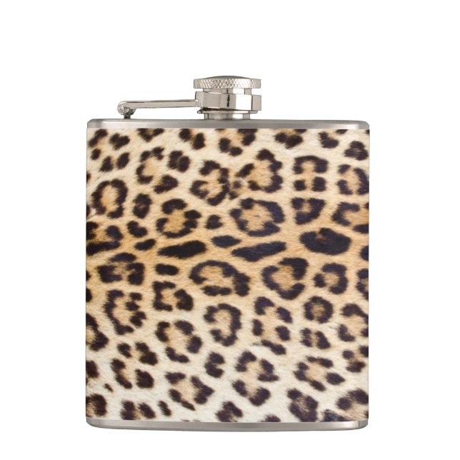 Leopard hair hip flask (Front)