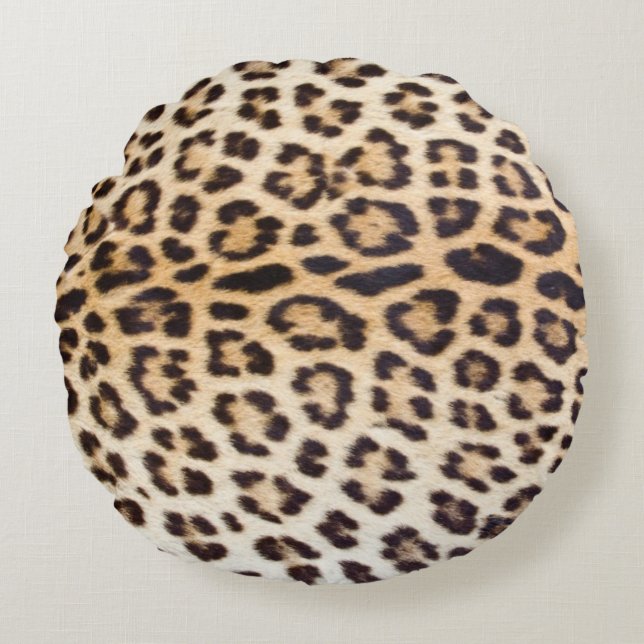 Leopard hair round cushion (Front)
