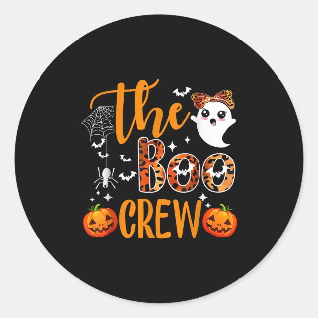 Leopard Halloween Boo Crew Halloween Costume  Classic Round Sticker (Front)