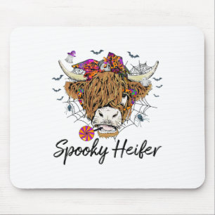 Leopard Halloween Cow Pumpkin Spooky Heifer Mouse Mat