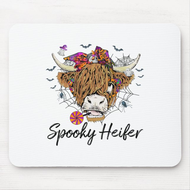 Leopard Halloween Cow Pumpkin Spooky Heifer  Mouse Mat (Front)