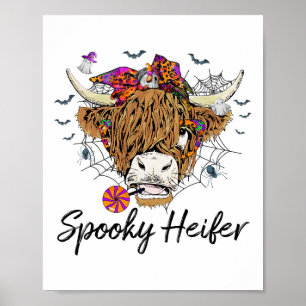 Leopard Halloween Cow Pumpkin Spooky Heifer  Poster