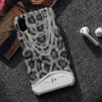 Leopard  Handwritten Name Pearl Diamond Necklace C