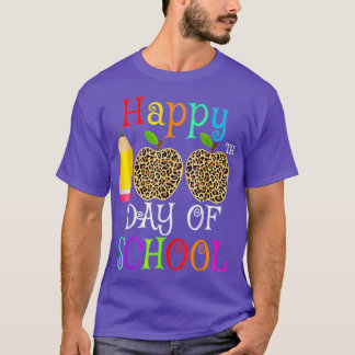 Leopard Happy 100th Day Of School Teacher Student  T-Shirt