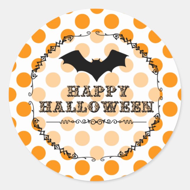 Leopard Happy Halloween Bat Classic Round Sticker (Front)