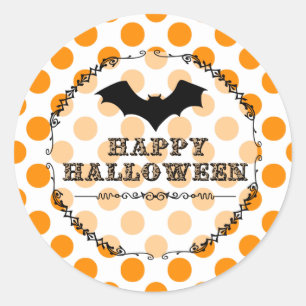 Leopard Happy Halloween Bat Classic Round Sticker