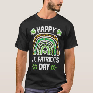 Leopard Happy St Patricks Day Rainbow Cute Women G T-Shirt